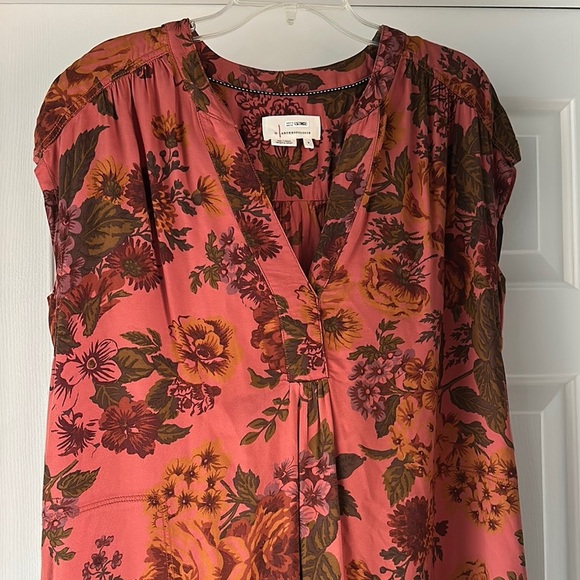 Anthropologie Kimber Tunic Floral Pink V Neck Dress Women’s Small - Picture 4 of 10
